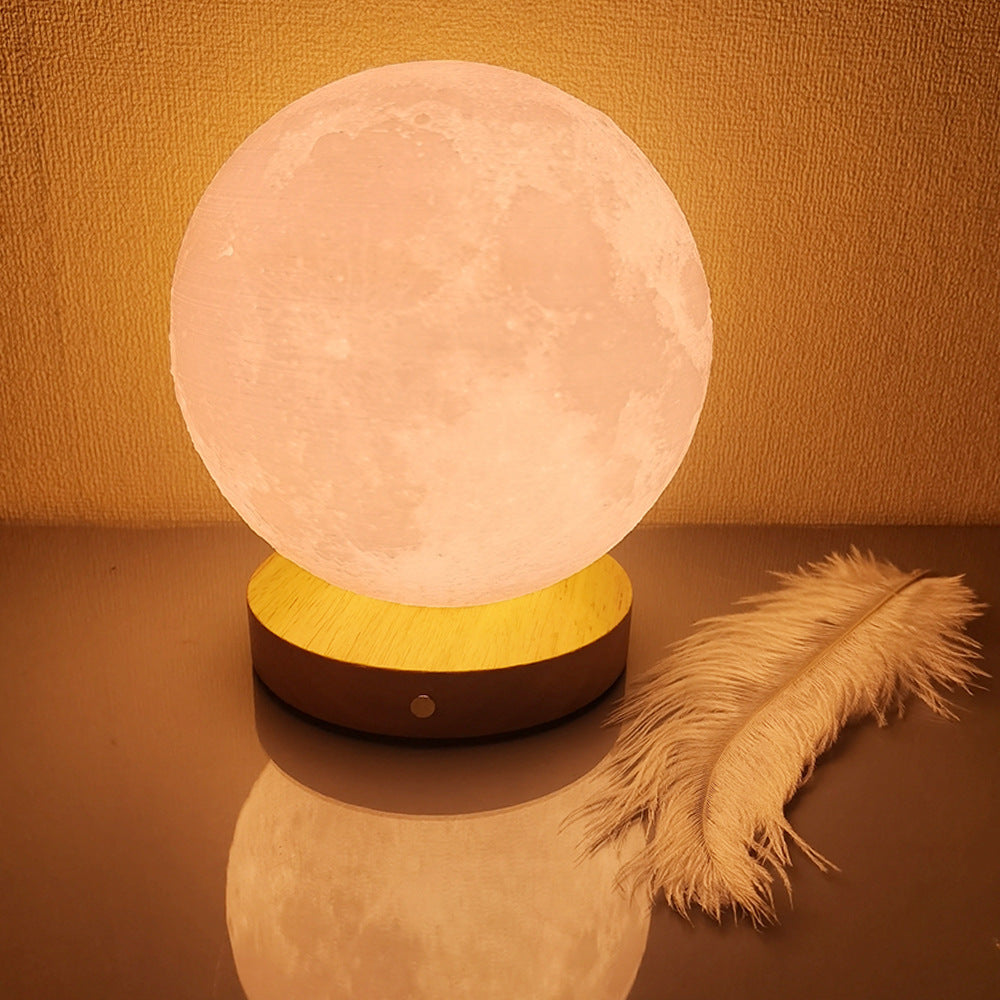 Wooden Based LED Moon Lamp