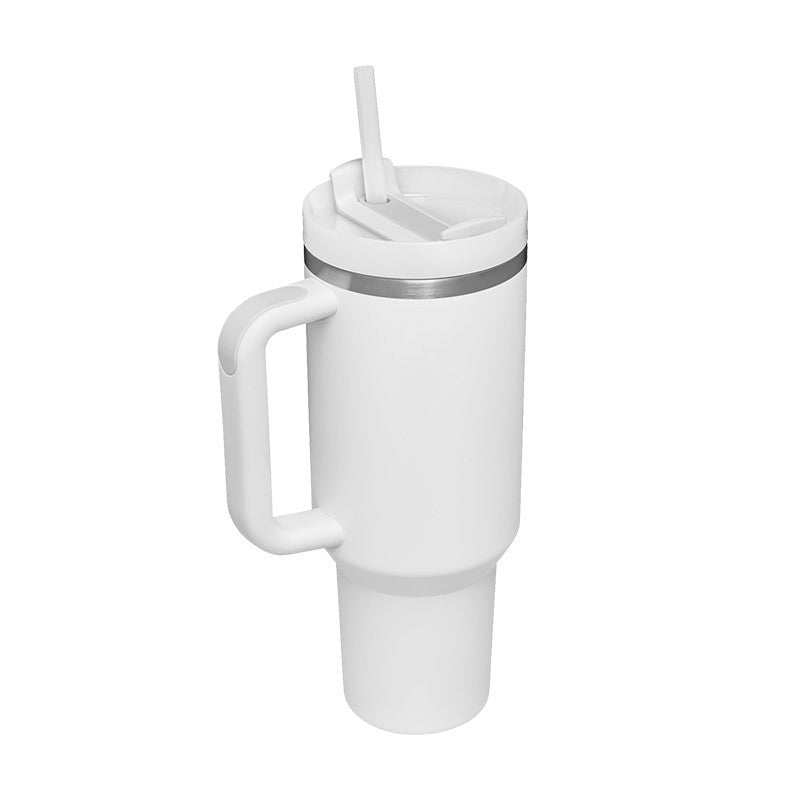 Large 40 oz Stainless Steel Coffee Tumbler – With Lid, Straw & Handle