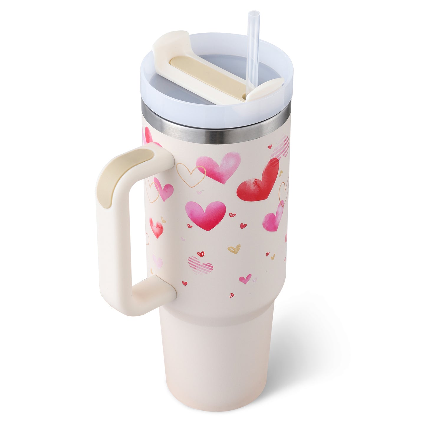 Large 40 oz Stainless Steel Coffee Tumbler – With Lid, Straw & Handle