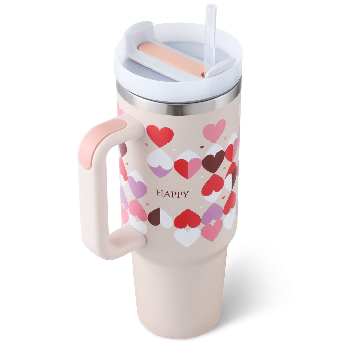 Large 40 oz Stainless Steel Coffee Tumbler – With Lid, Straw & Handle