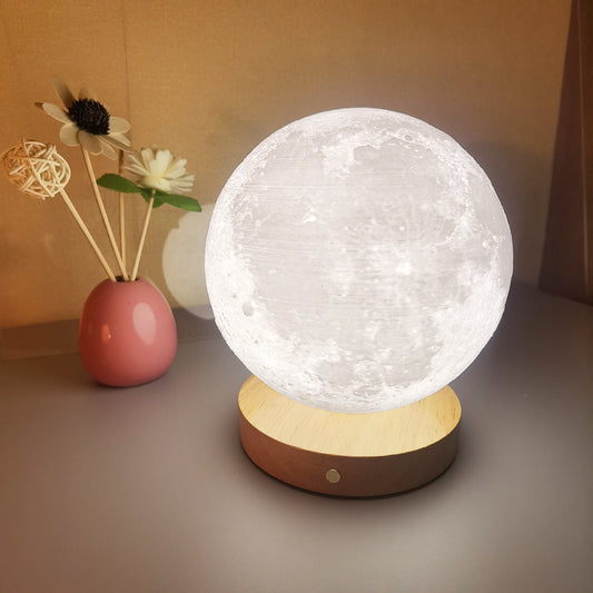 Wooden Based LED Moon Lamp