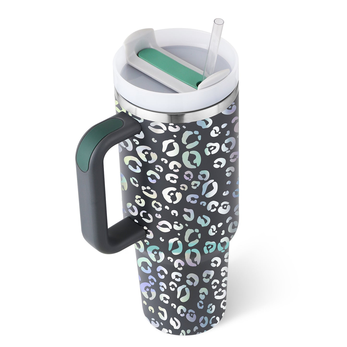 Large 40 oz Stainless Steel Coffee Tumbler – With Lid, Straw & Handle