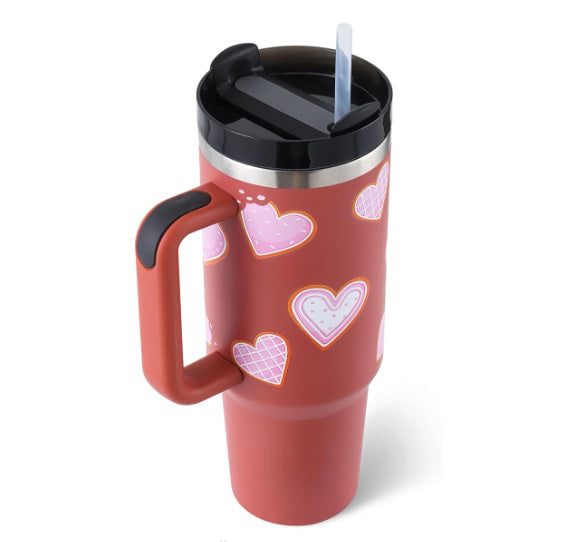 Large 40 oz Stainless Steel Coffee Tumbler – With Lid, Straw & Handle