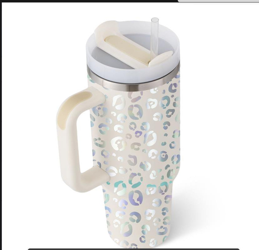 Large 40 oz Stainless Steel Coffee Tumbler – With Lid, Straw & Handle