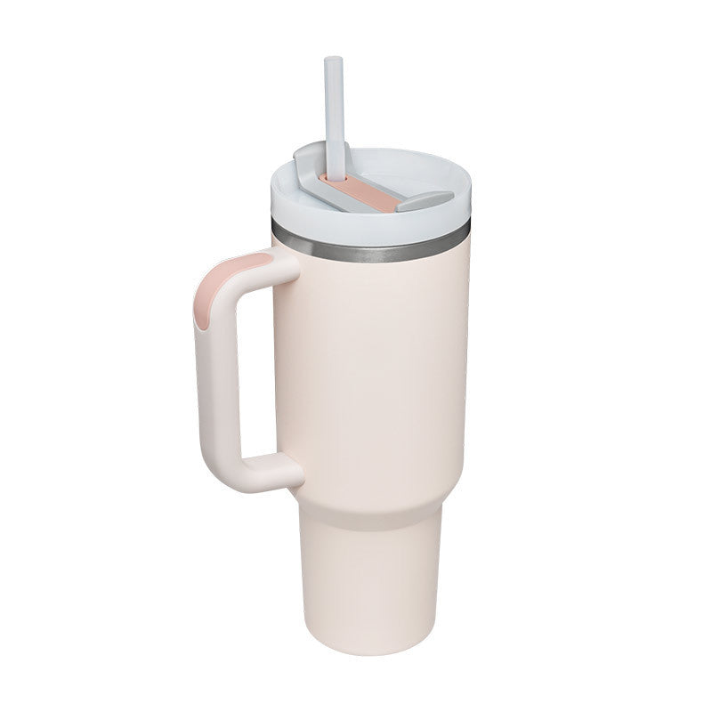 Large 40 oz Stainless Steel Coffee Tumbler – With Lid, Straw & Handle
