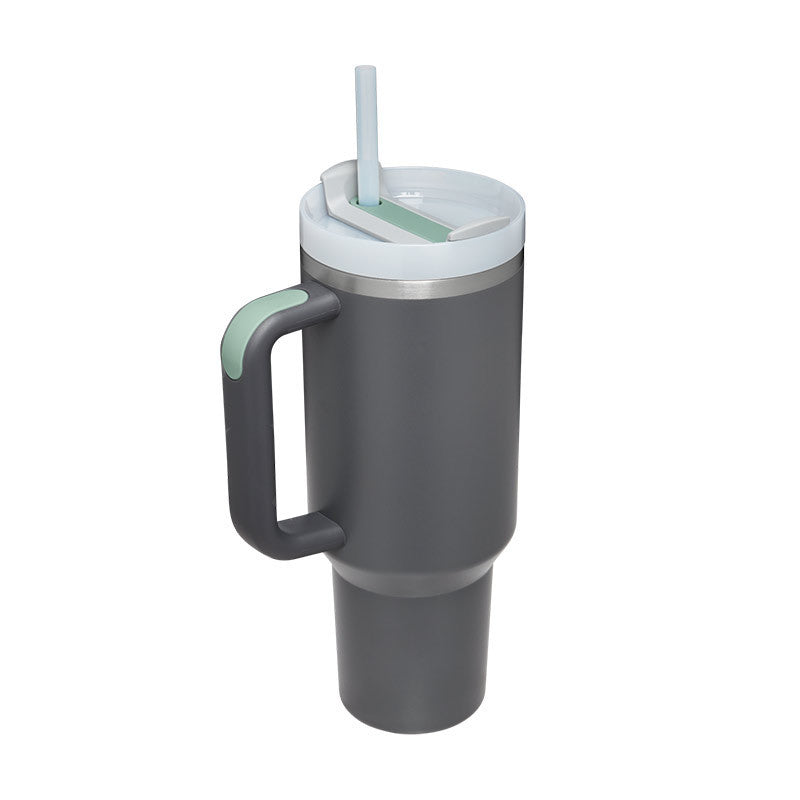 Large 40 oz Stainless Steel Coffee Tumbler – With Lid, Straw & Handle
