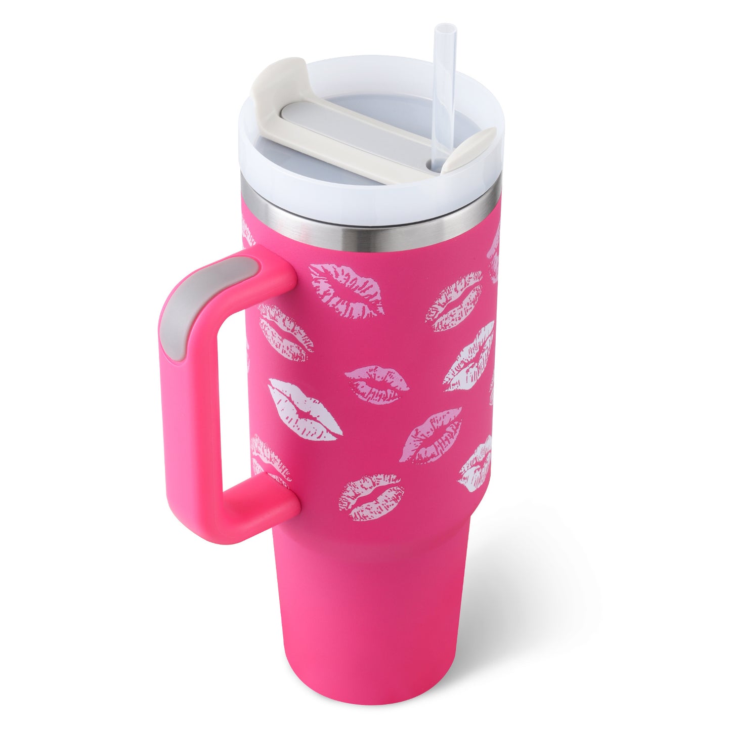 Large 40 oz Stainless Steel Coffee Tumbler – With Lid, Straw & Handle