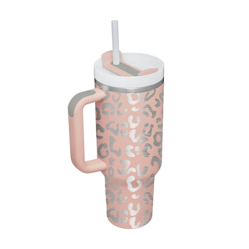 Large 40 oz Stainless Steel Coffee Tumbler – With Lid, Straw & Handle