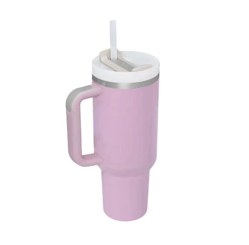 Large 40 oz Stainless Steel Coffee Tumbler – With Lid, Straw & Handle