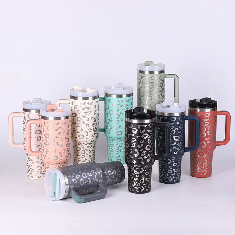 Large 40 oz Stainless Steel Coffee Tumbler – With Lid, Straw & Handle