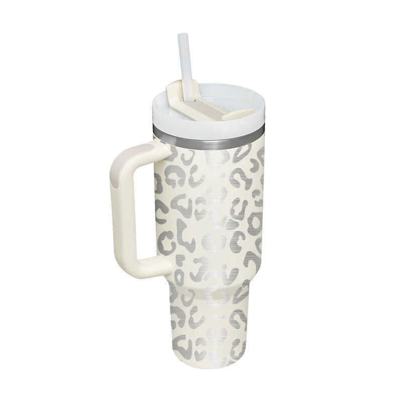 Large 40 oz Stainless Steel Coffee Tumbler – With Lid, Straw & Handle