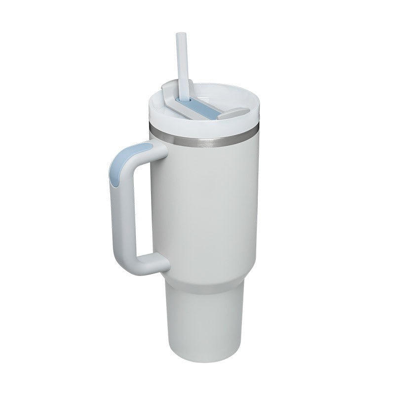 Large 40 oz Stainless Steel Coffee Tumbler – With Lid, Straw & Handle