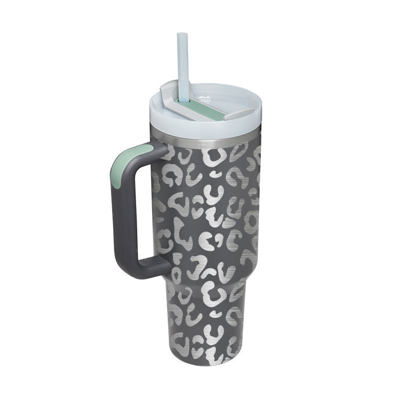 Large 40 oz Stainless Steel Coffee Tumbler – With Lid, Straw & Handle