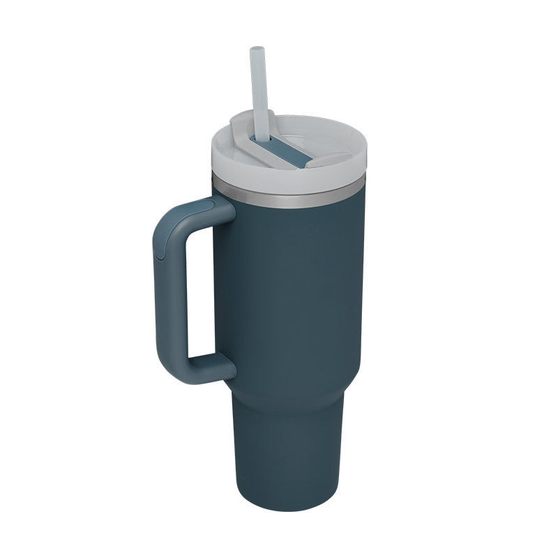 Large 40 oz Stainless Steel Coffee Tumbler – With Lid, Straw & Handle