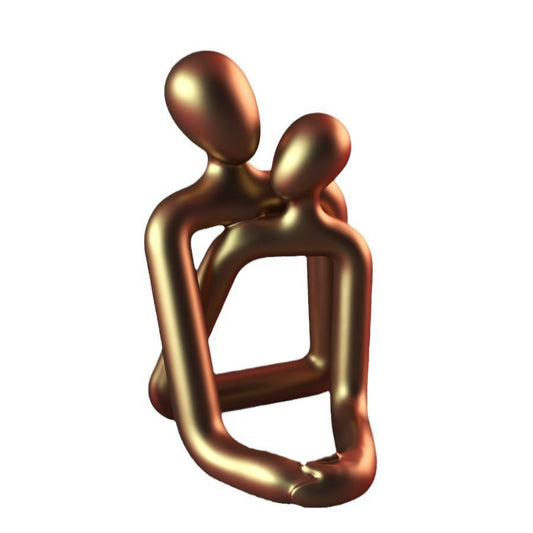 Modern Loving Couple Resin Sculpture – Minimalist Romance Home Decor
