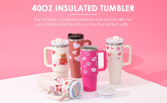 Large 40 oz Stainless Steel Coffee Tumbler – With Lid, Straw & Handle