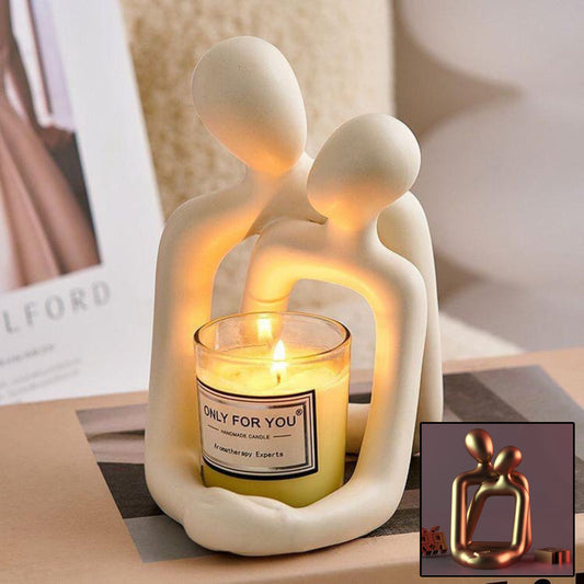 Modern Loving Couple Resin Sculpture - white
